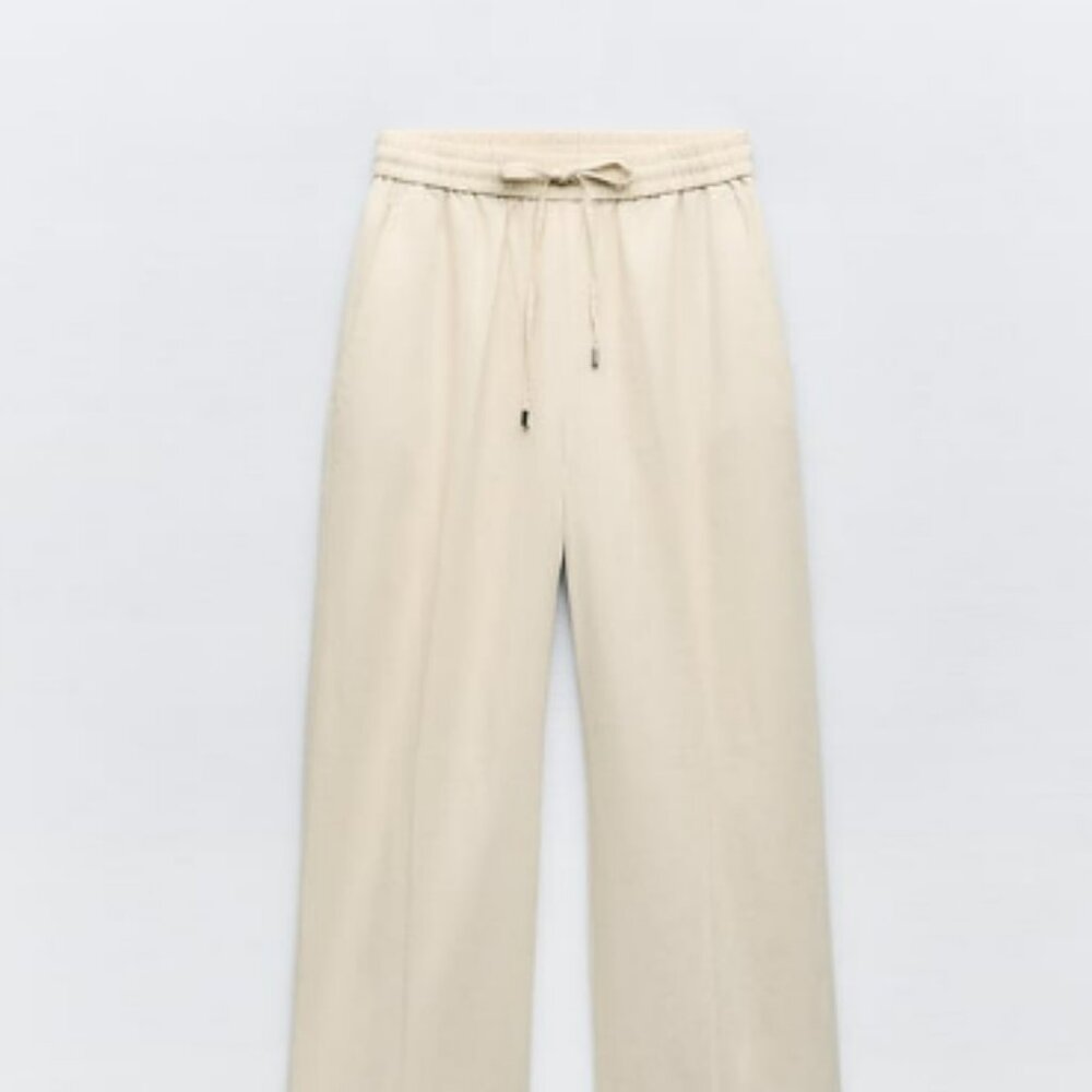 Linen Blend Straight Pants by Zara